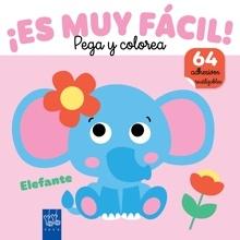 ¡Es muy fácil! Pega y colorea. Elefante