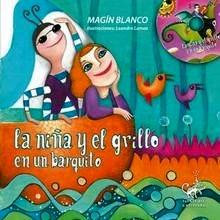 La niña y el grillo en un barquito